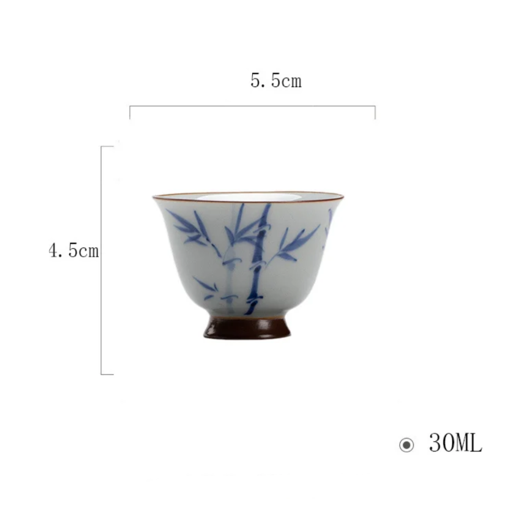 Blue and White Bamboo Tea Cup 30ml