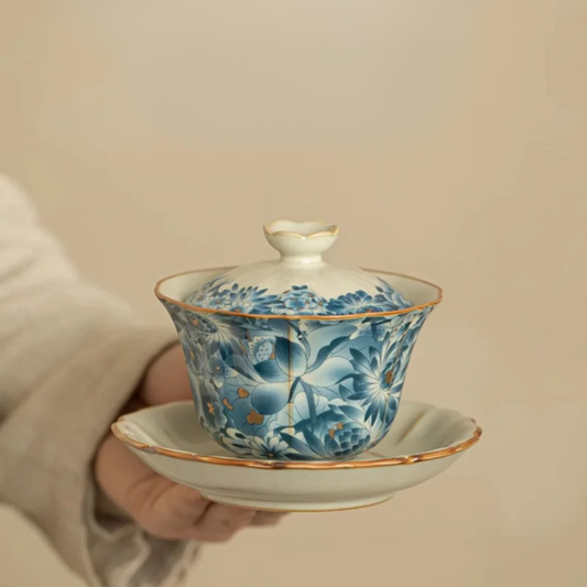 Golden Blue and White Gaiwan