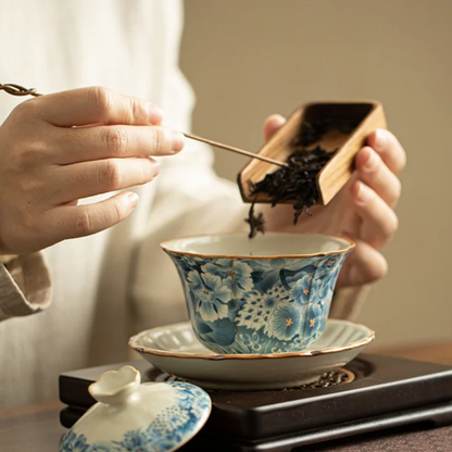 Golden Blue and White Gaiwan