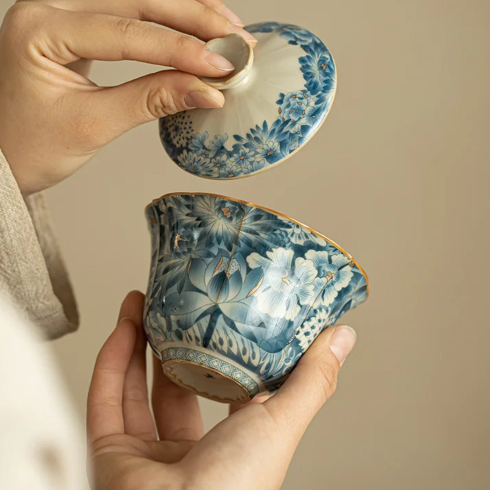 Golden Blue and White Gaiwan