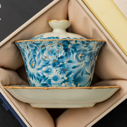 Golden Blue and White Gaiwan