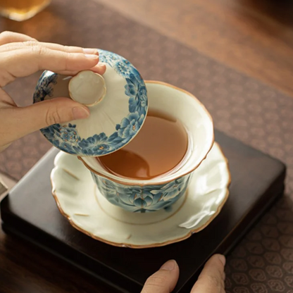 Golden Blue and White Gaiwan